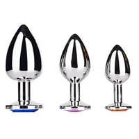 S/M/L Size Anal Plug Sex Toys Round Shaped Metal Stainless With Crystal Jewelry Smooth Steel Butt Small Tail Female/Male Dildo