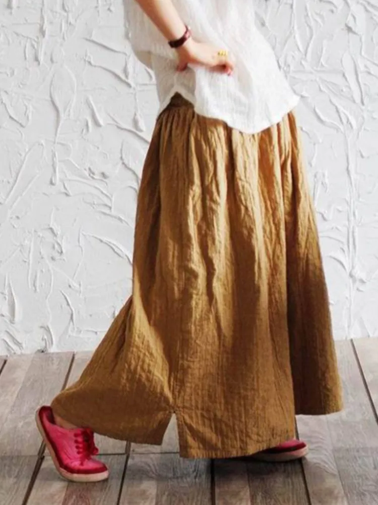 

Women Summer Autumn Solid Color Elastic Waist Skirt Ladies Skirts Female 2025 Vintage Bottoms Skirt