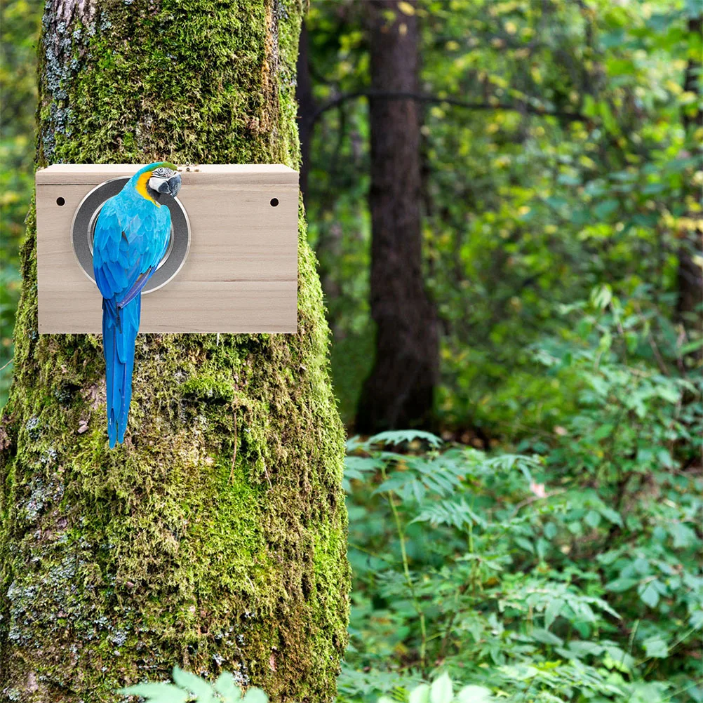 

Wooden Bird Natural Nesting Box Safe Parakeet Nest Wooden Nesting Box for Garden Patio Supplies