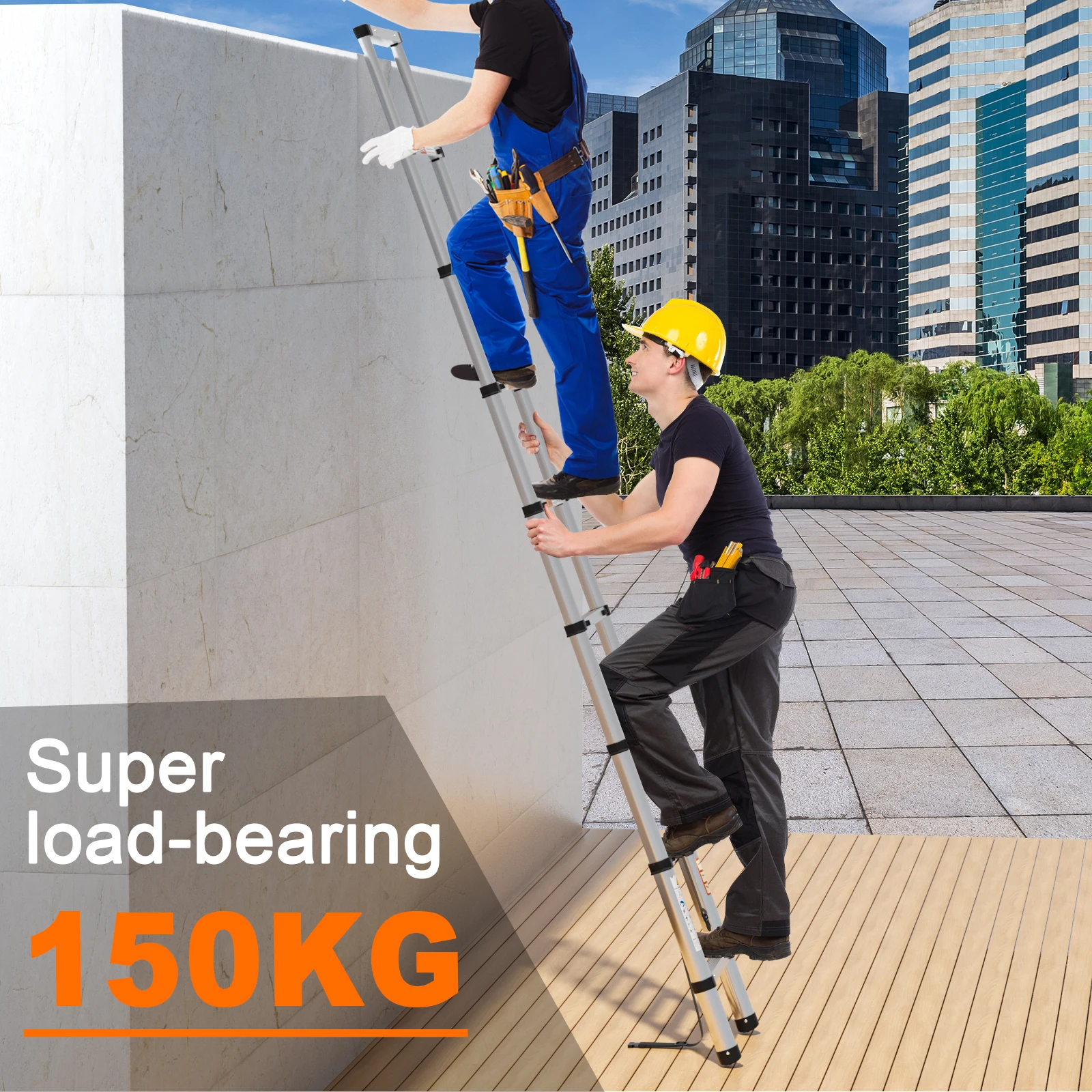 Scale pieghevoli da 2,6 m Prolunga telescopica allungabile in acciaio inossidabile 9 gradini Capacità massima 150 kg EN131 Portatile adatta per uso domestico