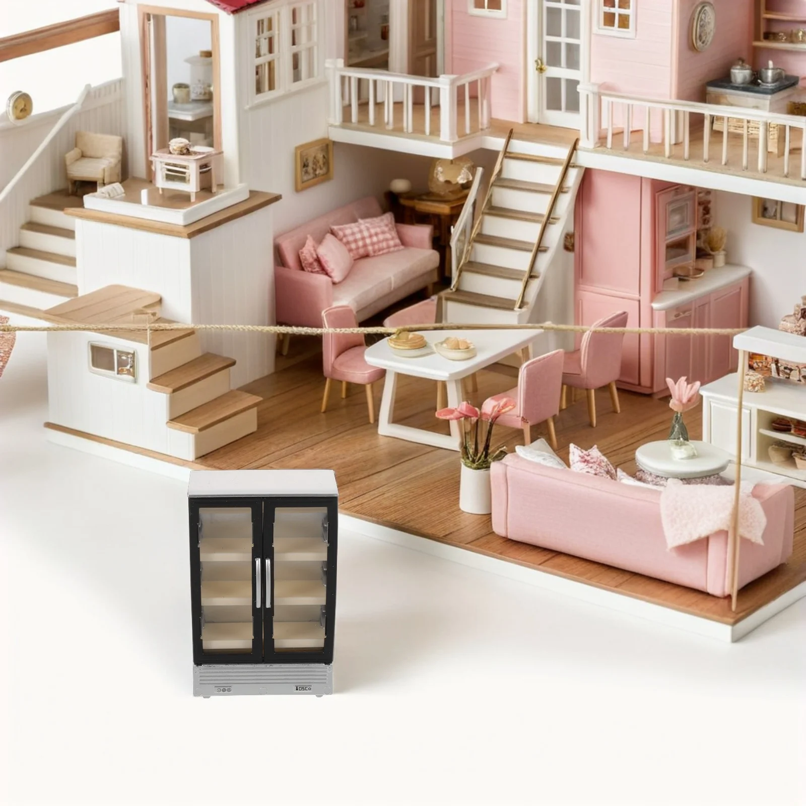 2pcs Mini Fridge Toy: Double Door Dollhouse Refrigerator For Kids Pretend Play Miniature Kitchen Furniture Set, Portable Plastic