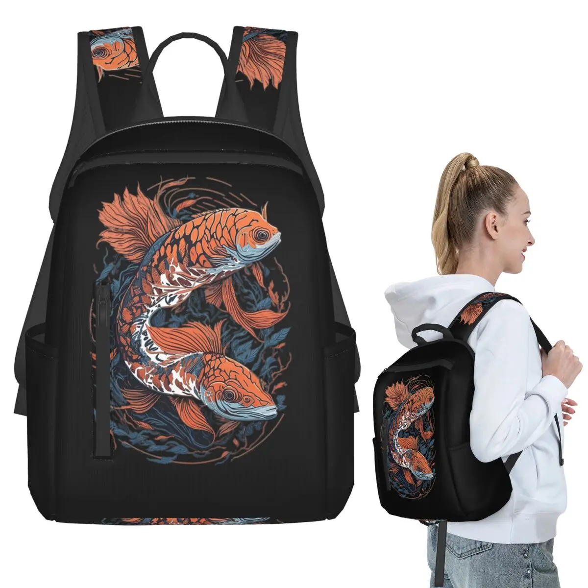 Fantasy Fish, Seaweed Fish Backpack Student BookBag Boys Girls School Bag Computer Shoulder Bags Men Women