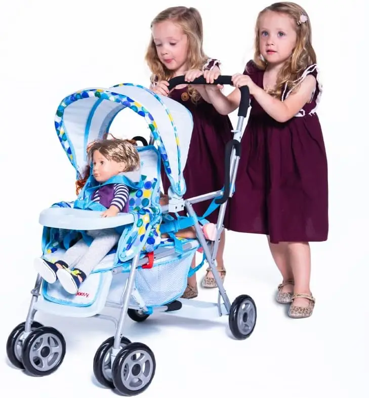 Joovy Toy Caboose Baby Doll Stroller Featuring Reclining Front Seat, Adjustable Footrest, Storage Basket, Extendable Canopy, and
