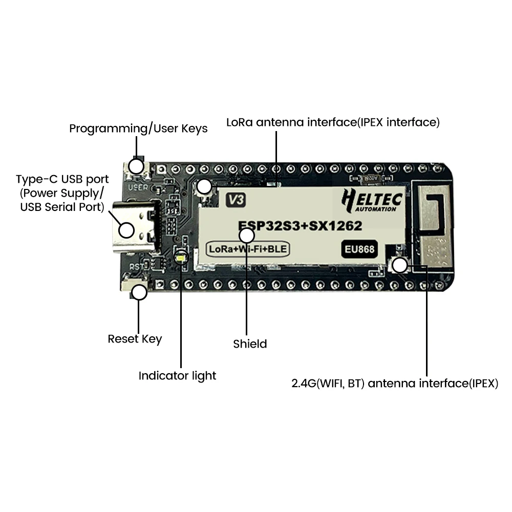433-510MHZ 863-928MHZ Wireless Stick Lite ESP32 + LoRa V3 Development Board kompatybilny z ESP32-S3 węzłem Type - C
