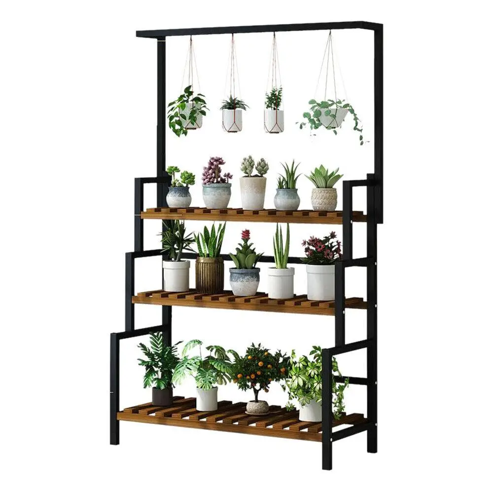 

3-Tier Black Metal Hanging Plant Stand,Metal Plant Shelf Flower Pot Display Holder Indoor Outdoor Garden Large Plant Stand