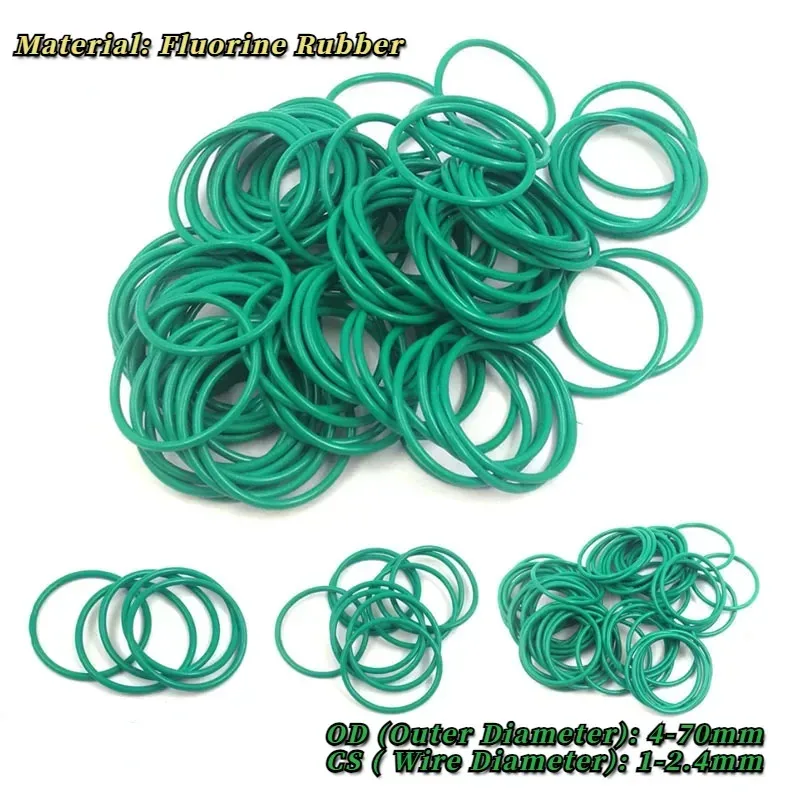 High Temperature Resistance O-Ring 70mm FKM Viton Sealing Gasket Oil Fuel Chemical Proof Fluorine Rubber Green Seal Ring Pump