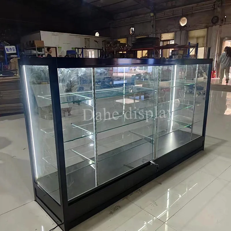 

Custom hot phone shop glass counter 6ft shop display retail accessories store display showcase with LED