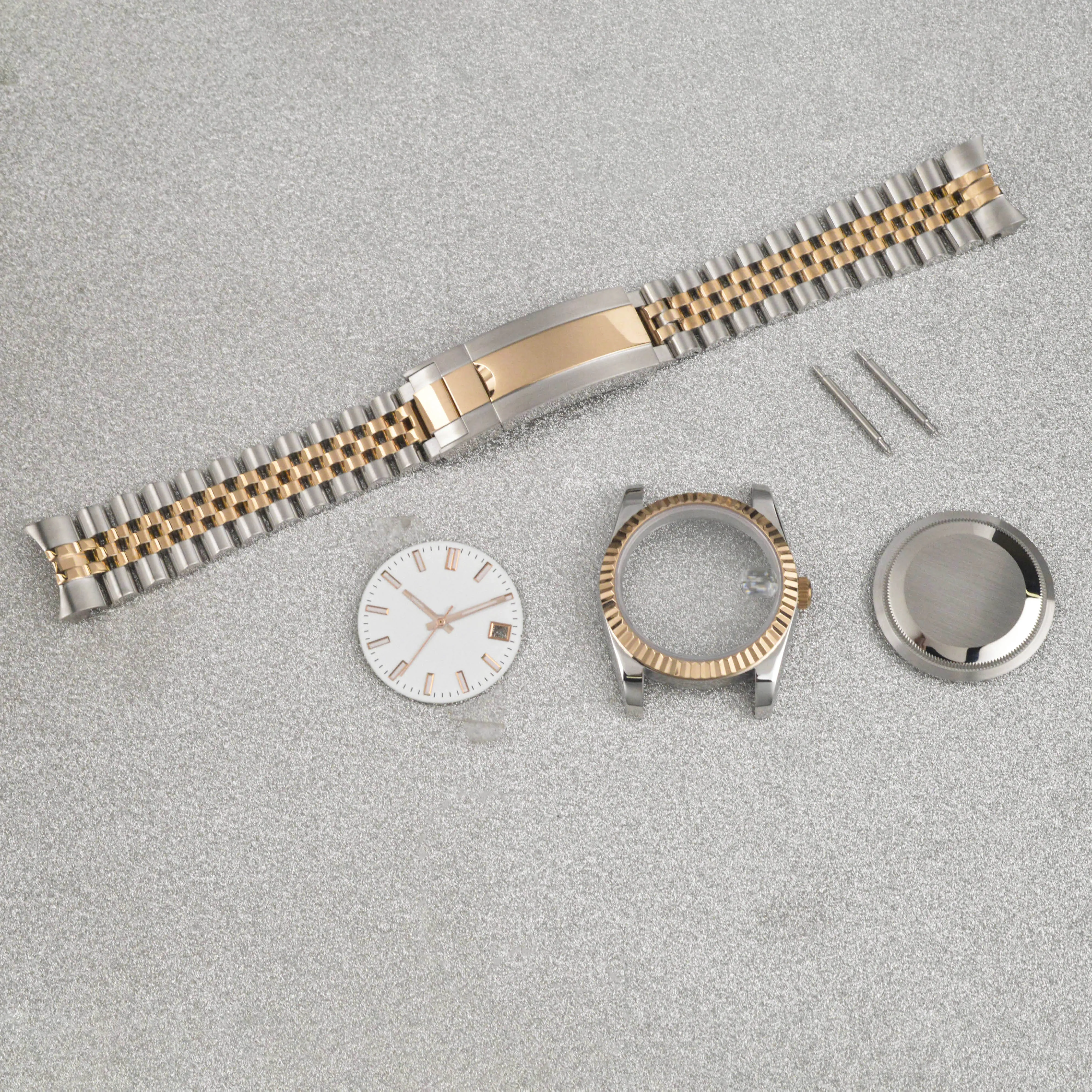 36/39mm Case NH35 Watchcase Oyster/Jubilee Bracelet Stainless Steel Green Luminous Hands for NH35 Movement MOD Datejust Parts