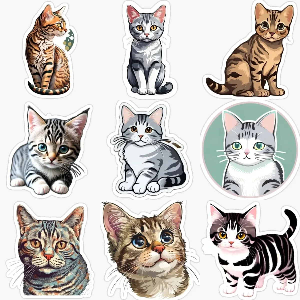 

Cute Cat American Shorthair Pets PVC Personalized Stickers for Decorate Window Wall Door Car Helmet Decal