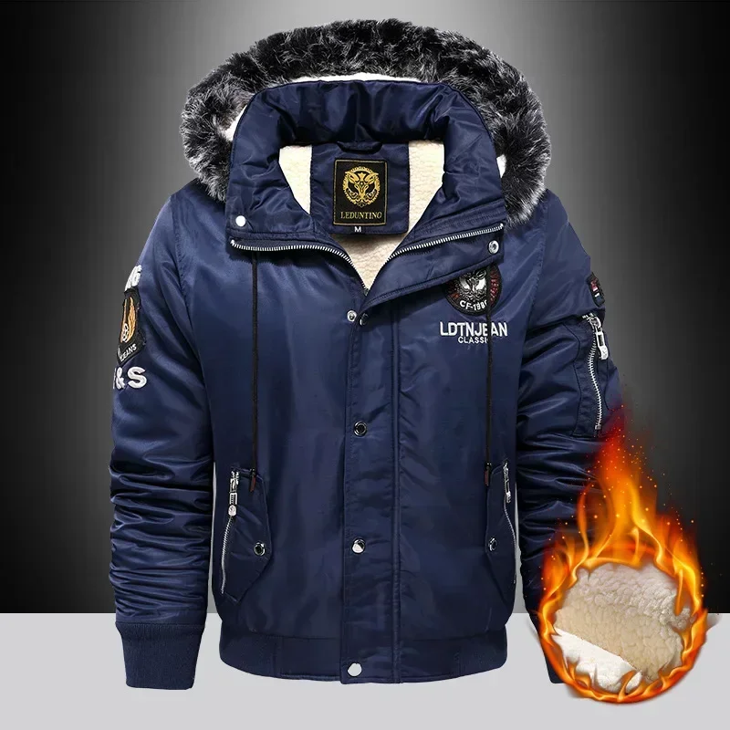 Men's Black Red Padded Oversized Jacket Outdoor Casual Down & Parkas Coat Plus Velvet Thick Brand Keep Warm Winter