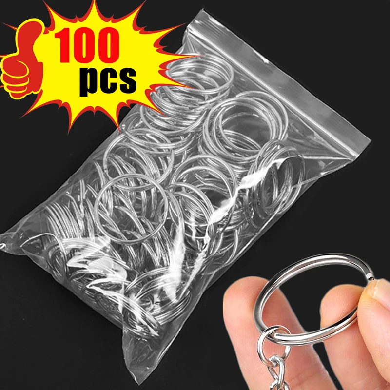 100-20pcs Metal Keyring Keyfob Stainless Steel Anti-rust Key Holder Keychains Pendant Key Ring 30mm/25mm/20mm