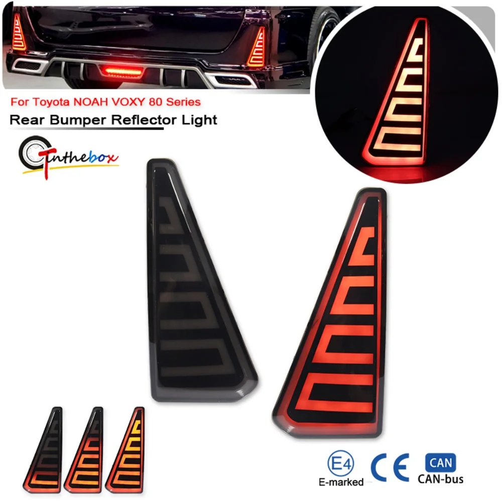 Red LED Rear Bumper Reflector Tail/Brake Light For Toyota VOXY 80 Series, NOAH 2014-2018 Rear Fog Light & Sequential Turn Signal