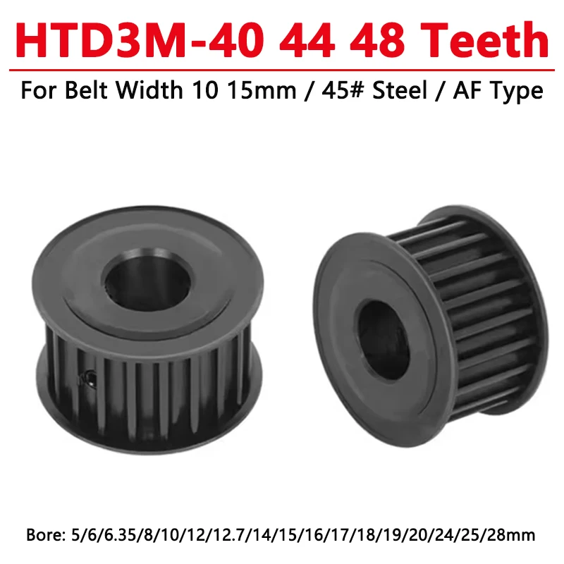 

1pcs 40 44 48 Teeth HTD3M Steel Timing Pulley HTD-3M Synchronous Wheel for Belt Width 10/15mm Bore 5 6 6.35 8 10 12 14 15-28mm