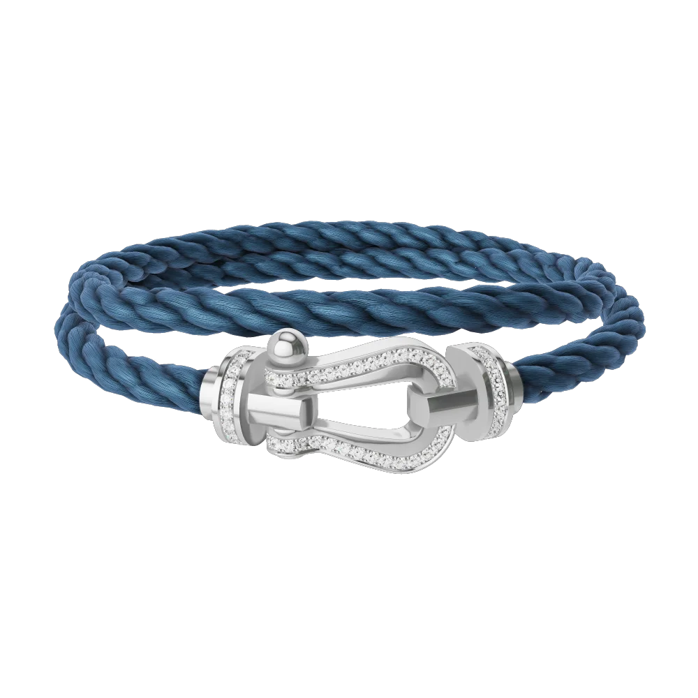 

Diamond-studded double-ring horseshoe-shaped bracelet