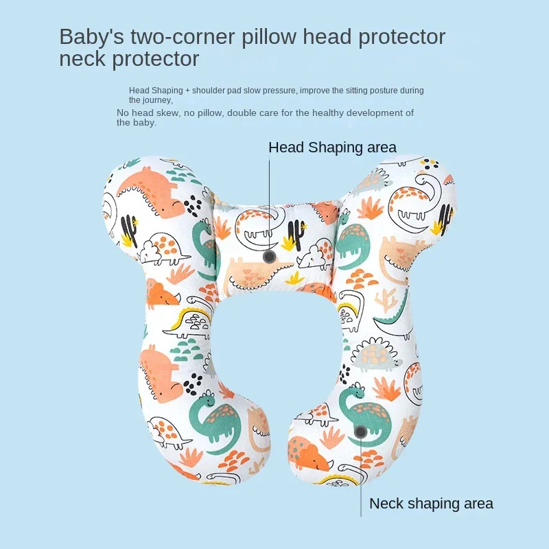 어린이용 만화 U자형 베개, 부드러운 코튼 아기 베개, 여행용 자동차 어린이 베개, 다기능 유모차 베개, 신제품