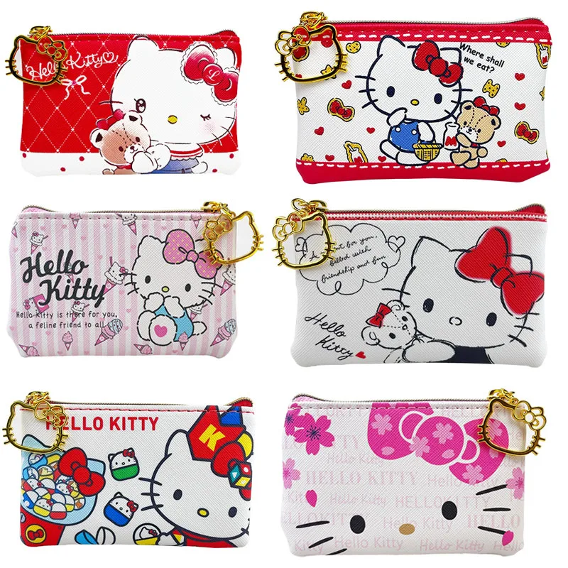 

Cartoon Hello Kitty Girls Bank Card Coin Purse Coin Bag Mini Cute Zipper Creative Fashion Wallet Anime Kawaii Girls Organizer
