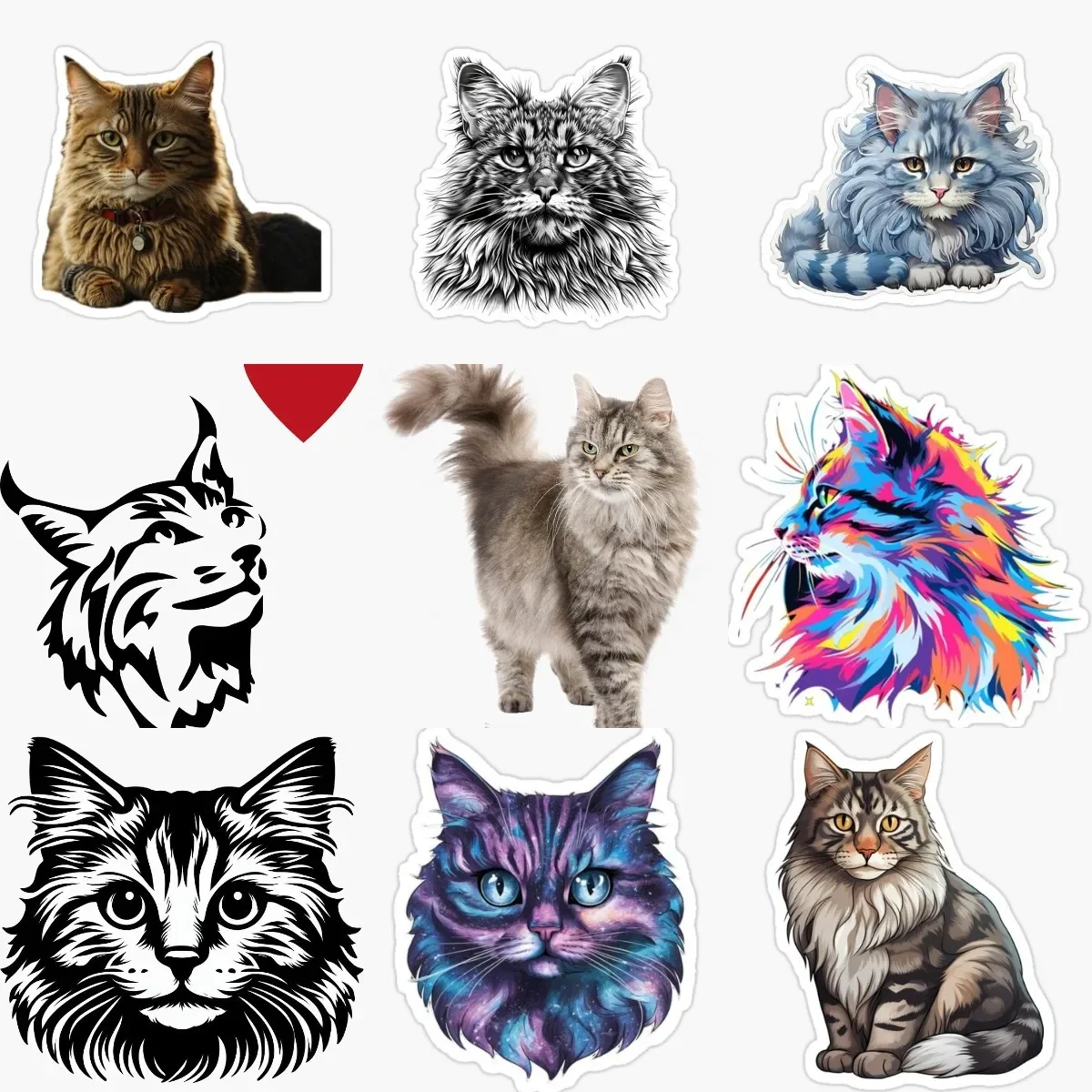 

Maine Coon Cat Creative Pets PVC Waterproof Stickers for Decorate Car Van Bicycle Fridge Window Wall Helmet Decal Accessories