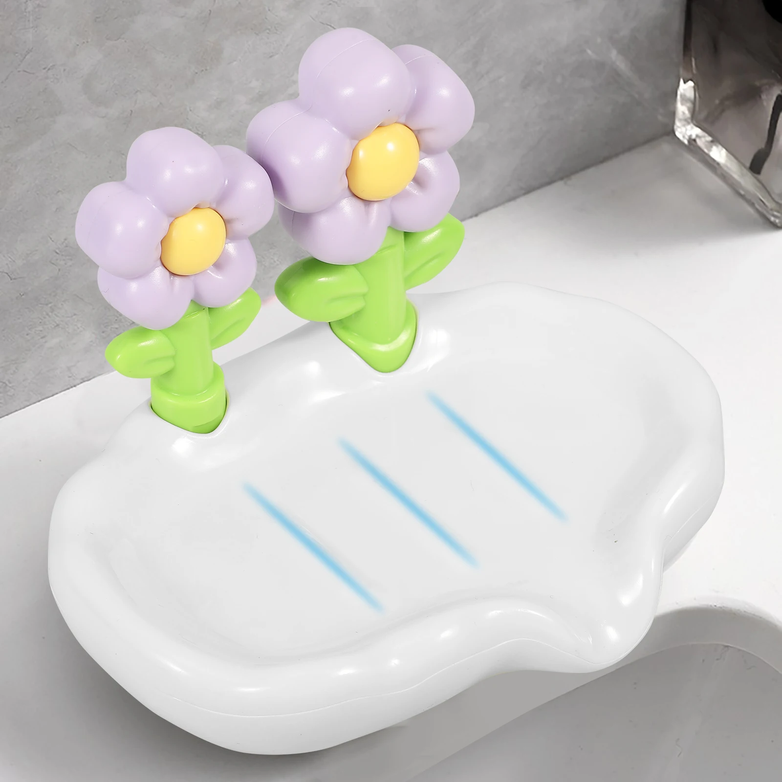 

Pink Soap Dish for Bathroom Kitchen Counter Decorative Flower Design Non Slip Sturdy Construction Art Soap