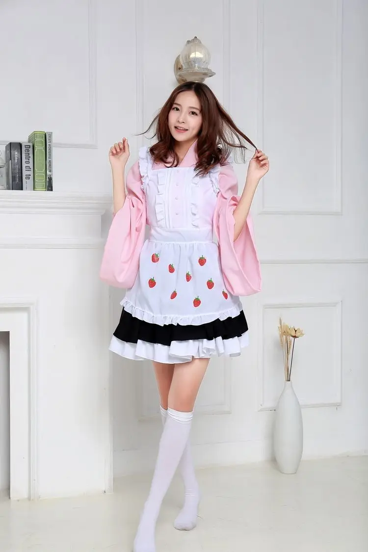 2023 Anime Character cafe Maid Cosplay Pink Sexy Lolita Maid Dress Costume per donna ragazza