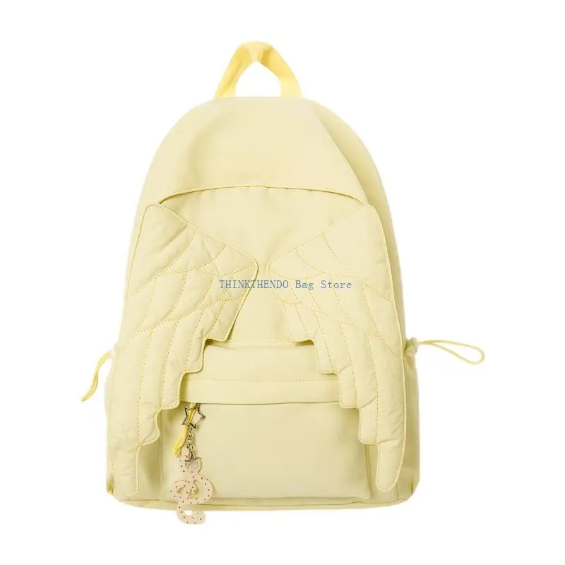 340D Lightweight Backpack Comfortable Shoulder Strap Wing Decoration Large Capacity Practical Nylon Daypack For Daily Use