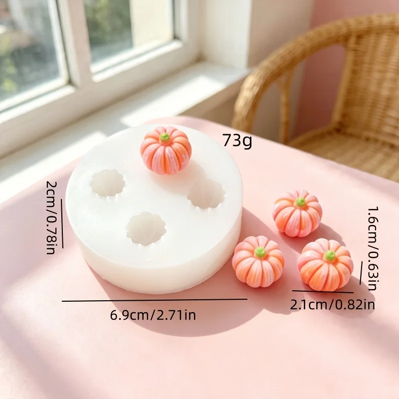 1pc Pumpkin‑Shaped Scented Candle Silicone Mold, Epoxy Resin & Plaster Casting Mold, Non‑Stick Easy‑Demold High‑Temp Resistant