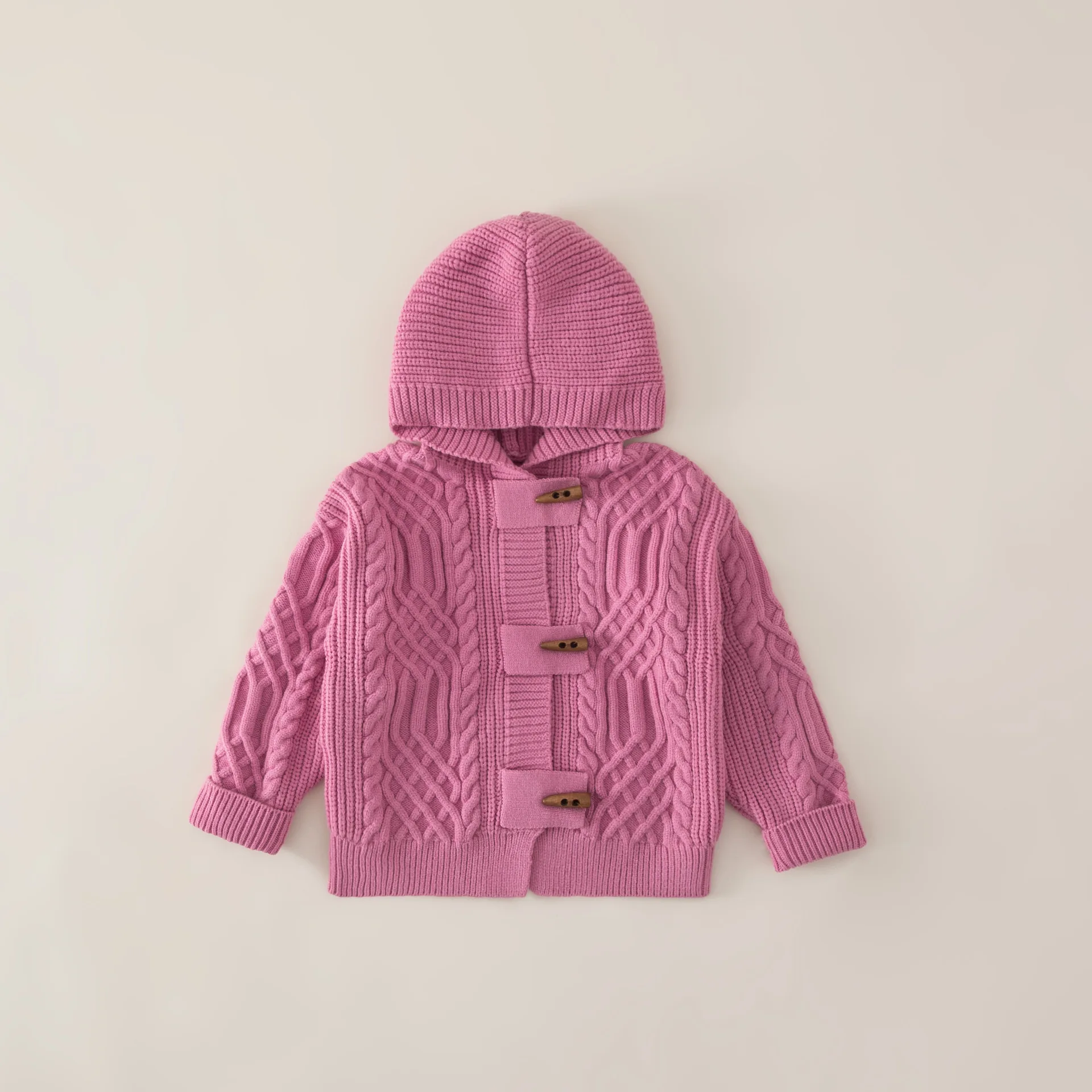 

Children's Coat Sweater 2025 New Girls Autumn Top Solid Color Versatile Baby Woven Hooded Cardigan