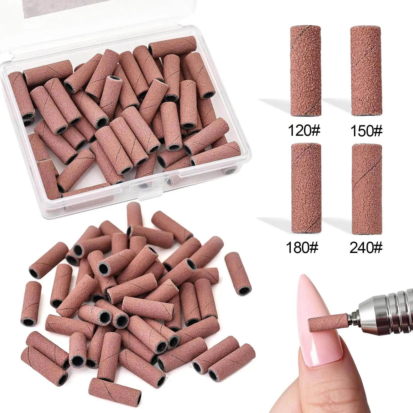 3mm 50pcs/box Nail Sanding Bands Electric Machine Nail Drill Bits UV Gel Acrylic Polish Remover for Manicure Accessories Tool