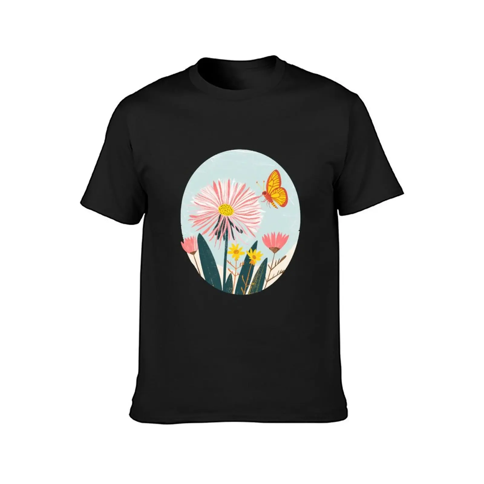 Wildflower dandelion T-shirt cute clothes quick-drying plain black t shirts men