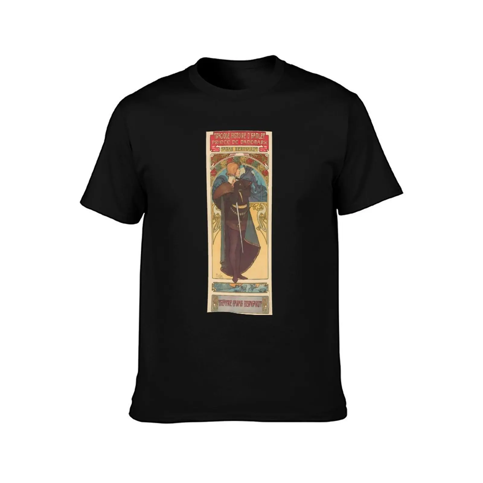HAMLET Alphonse Mucha \t T-Shirt, Summer Casual Cotton Tee, Oversized Streetwear Tops, Vintage Graphic Print, Unisex Men Women