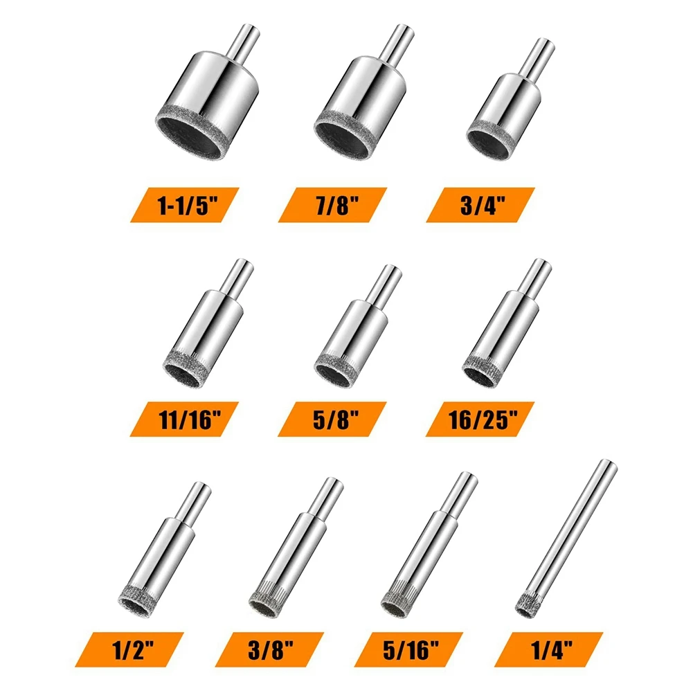 

ABFKL Diamond Drill Bits Set, 10 PCS Diamond Hole Saw Set, Glass Drill Bit for Ceramic Tile Porcelain Marble Granite Bottles