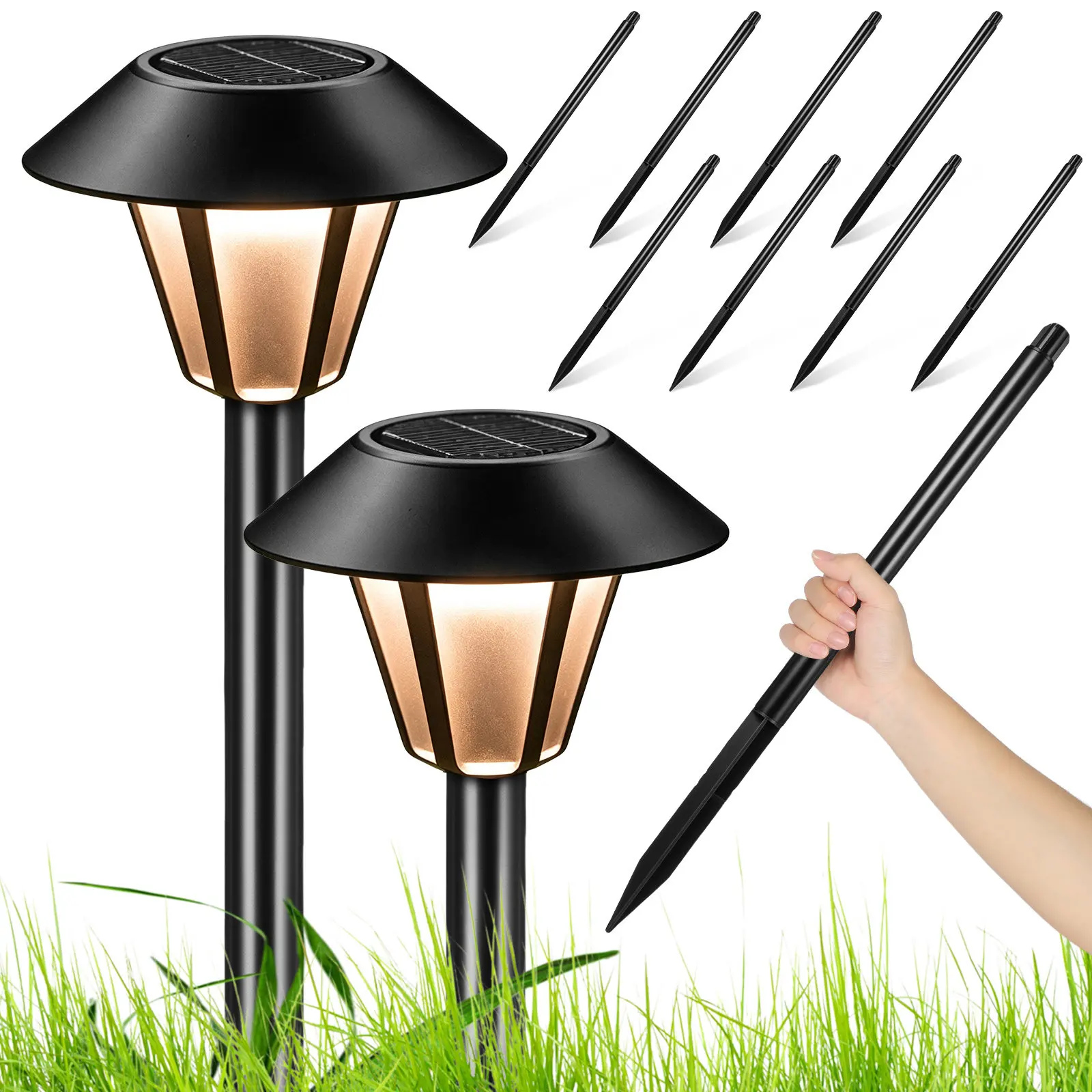 8Set Plastic Solar Light Stakes Outdoor Extension Replacement For Yard Decor Ground Spikes Garden Lawn Pathway