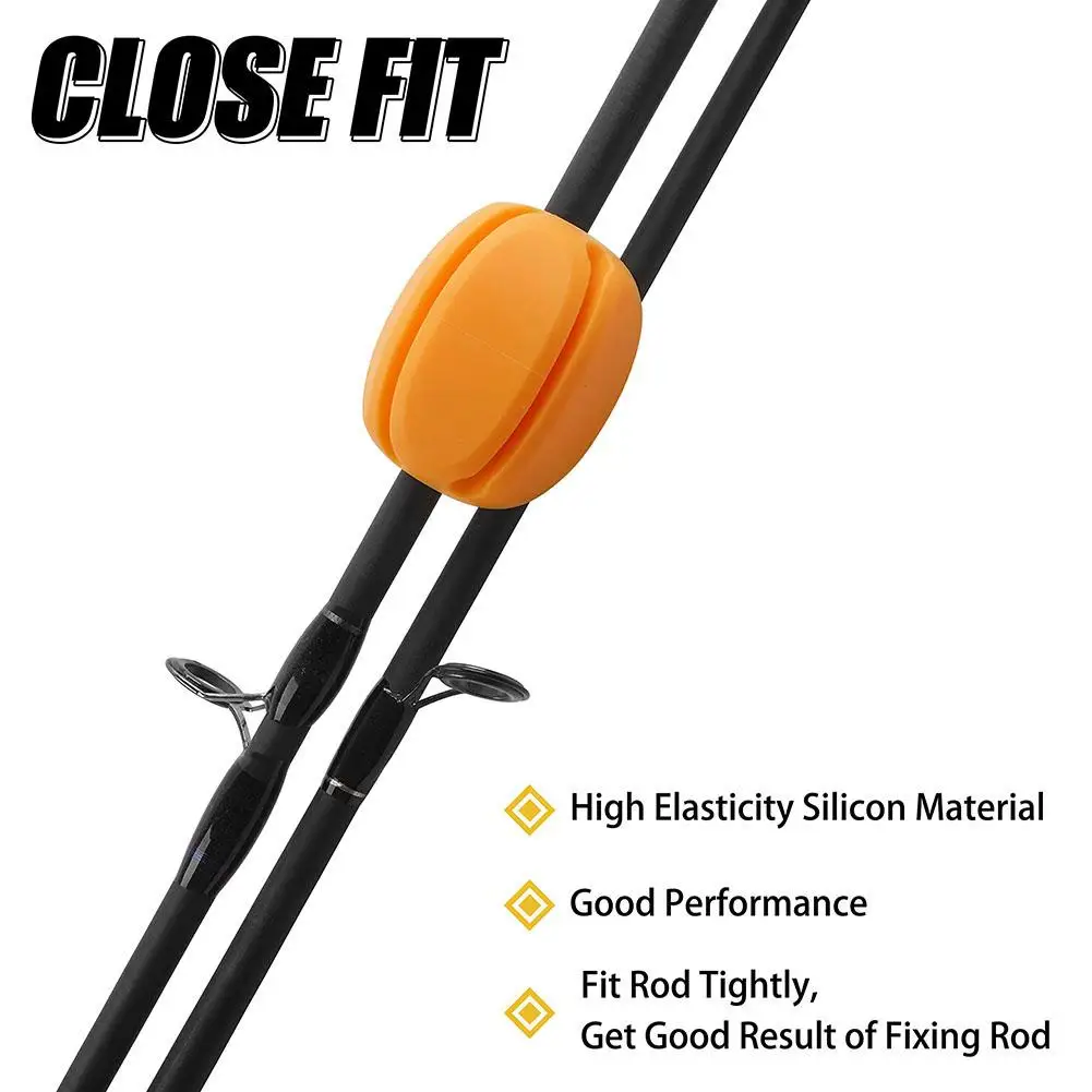 6pcs Silicone Fishing Rod Holder Straps 5 Hole Lightweight Fishing Tackle Ties Fishing Accessories