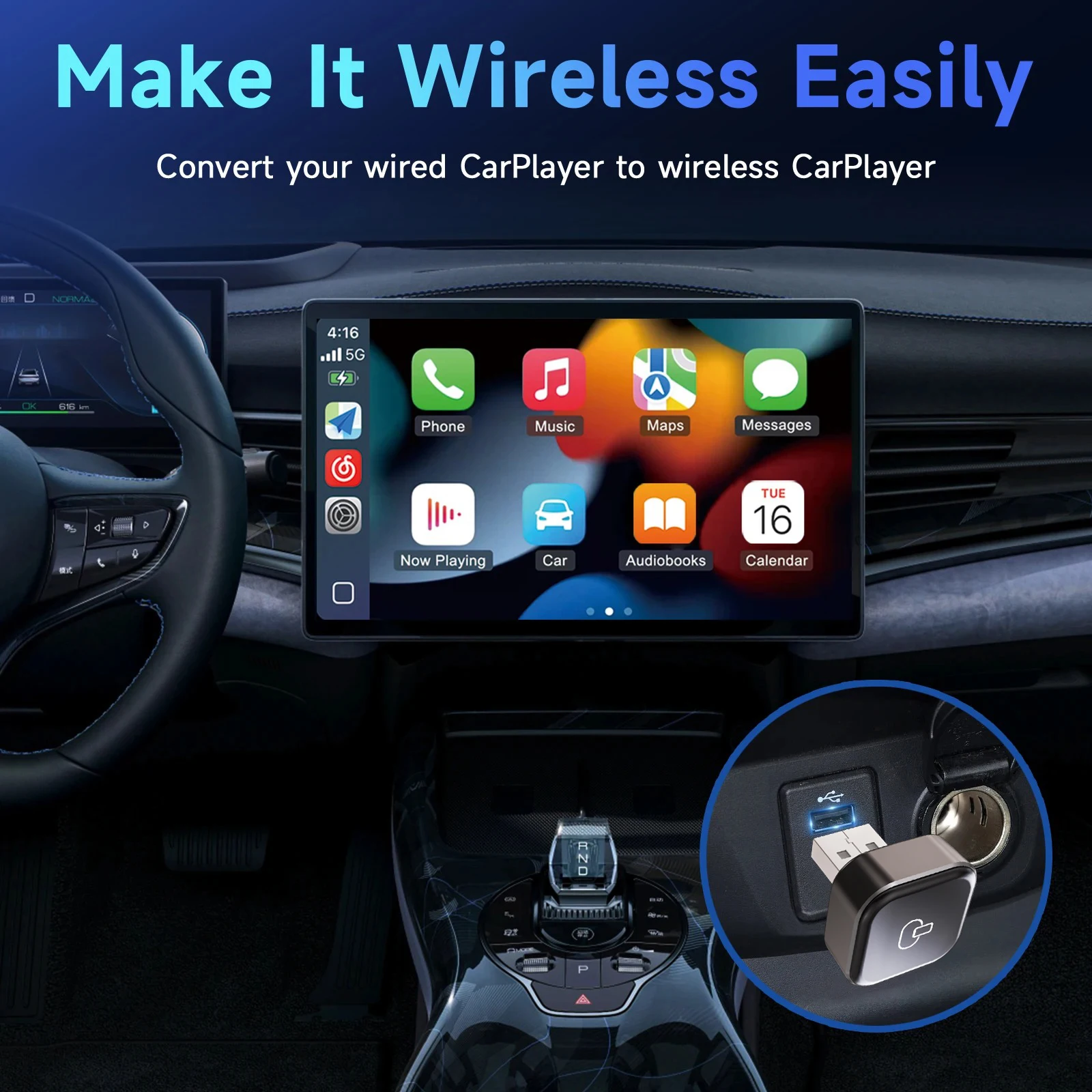2-in-1 Wireless CarPlay & Android Auto Adapter 5.8Ghz Wireless CarPlay Dogle Plug Play AI Smart Box For Car With Wired CarPlay