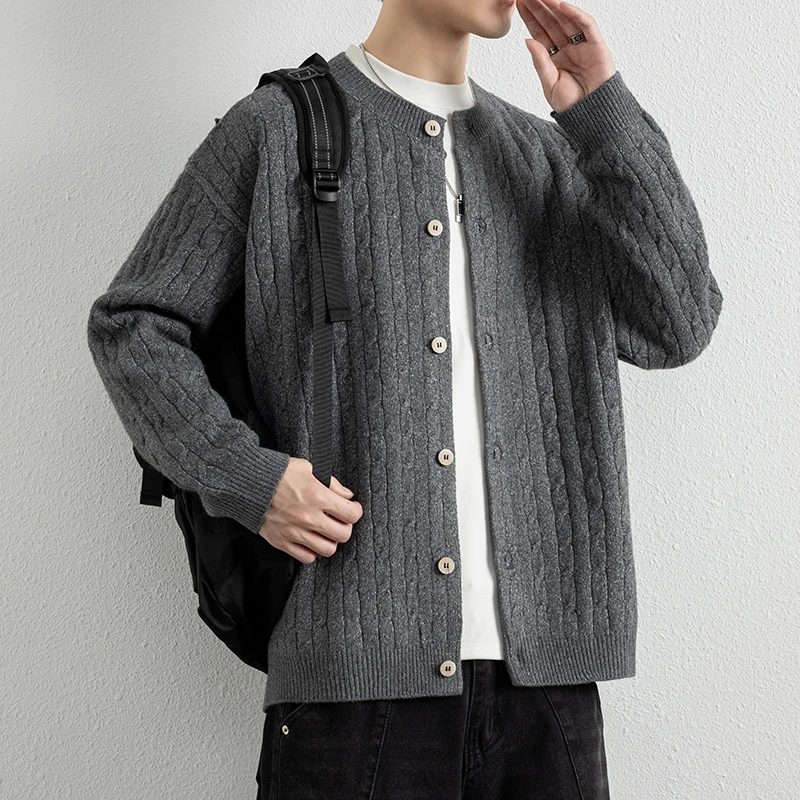 

Мужской вязаный кардиган с круглым вырезом, весенне-осенний, винтажный, универсальный, премиум-класса, Ciwalk, полиэстер