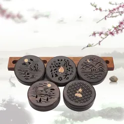 8.4cm Ebony Disc Incense Box Incense Burner DIY Zen Lying Incense Box Decoration Household Indoor Incense Burner To Purify Air