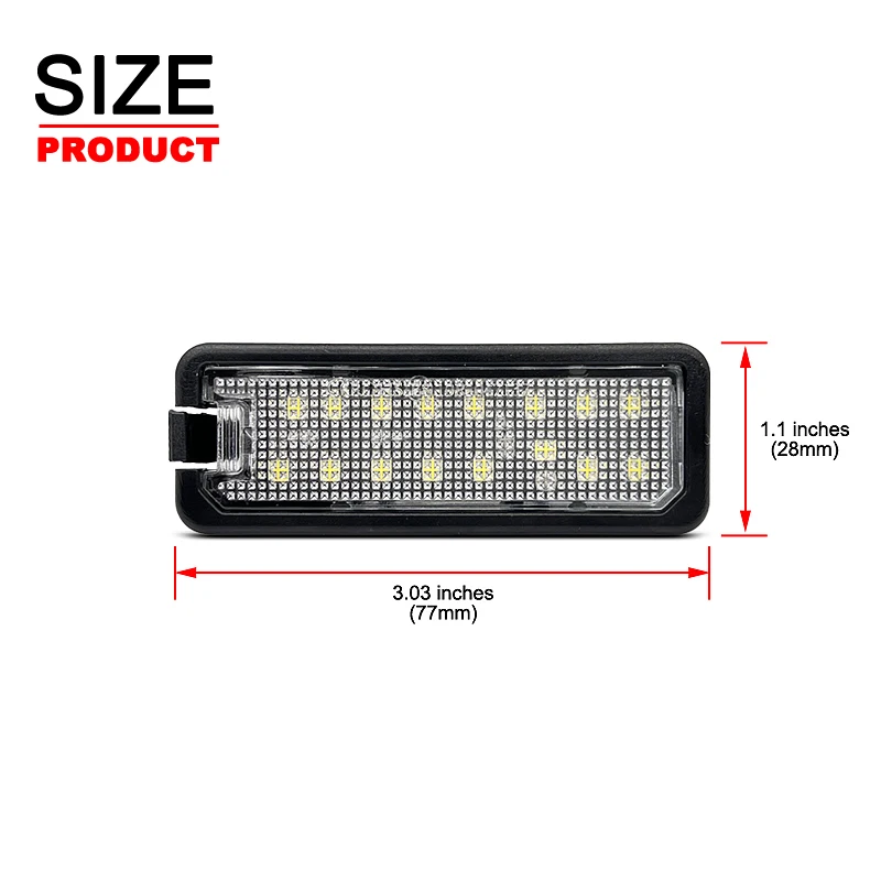 2Pcs For Audi Q8 2019-2022 R8 2007-2022 VW Golf Scirocco Passat New Beetle Polo White LED Number License Plate Light view 3
