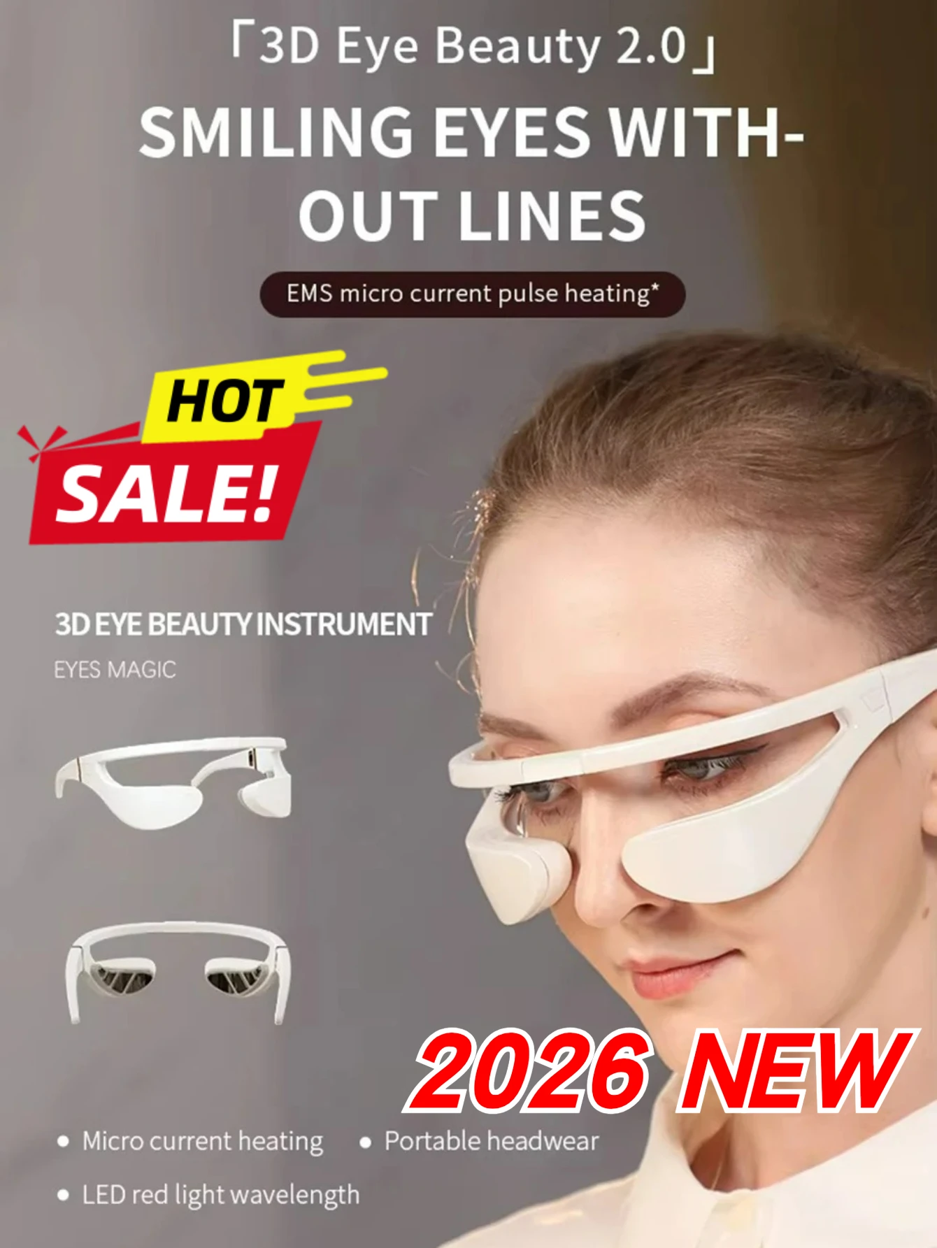 جهاز تدليك عين ساخن جديد لعام 2026 للهالات السوداء وتقليل الانتفاخ علاج الاهتزاز EMS لتخفيف إجهاد العين والتعب #1