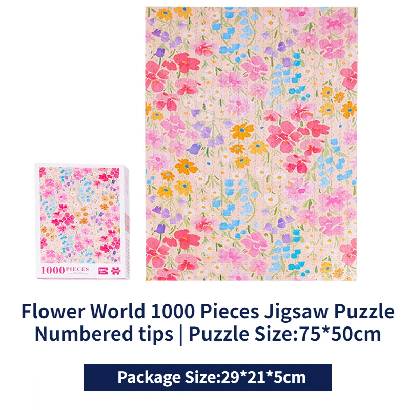 

Adult 1000 Pieces Jigsaw Puzzle Flower World Puzzle Toy Puzzle Intelligence Stress Reduction Cartoon Puzzle Festival Gift Box