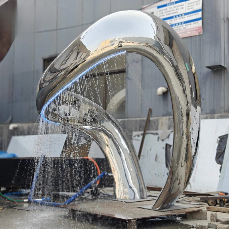popular design outdoor garden abstract stainless steel fountain sculpture decoration