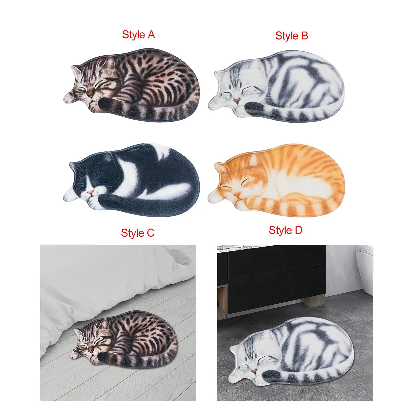 Teppich in Form einer schlafenden Katze, dekorative Heimdekoration, Bodenteppich, 3D-Katzenmatte für