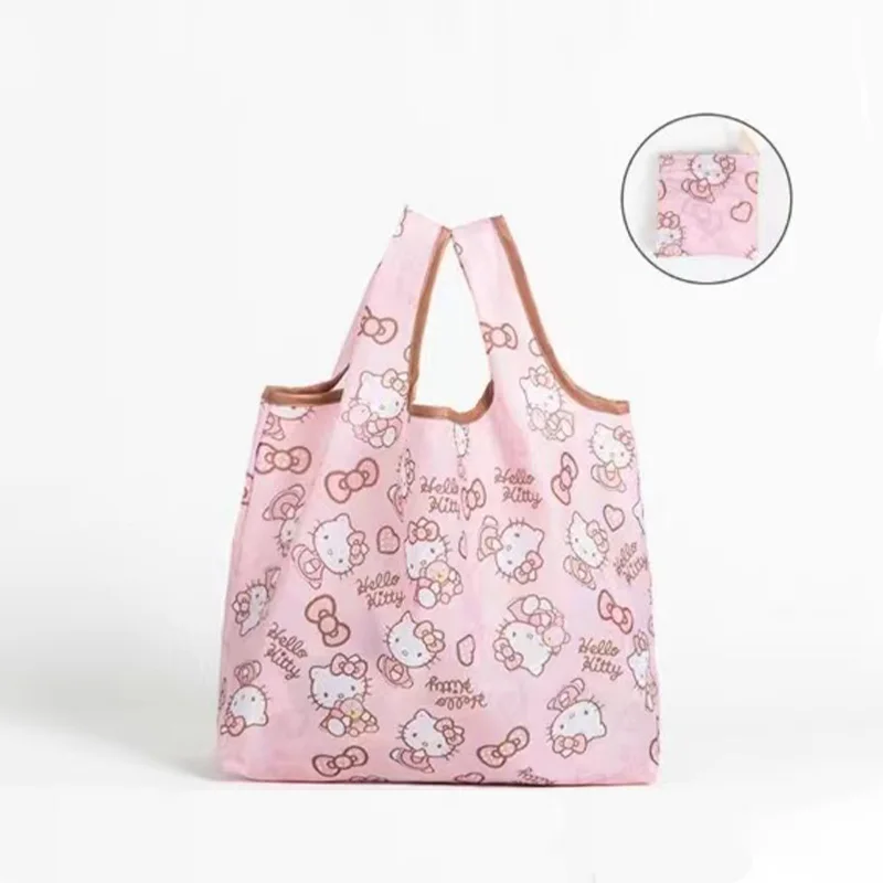 Sanrio Hello Kitty Shopping Bag Cute Cartoon Melody Kuromi Reusable Portable Handbag Mini Foldable Environmental Convenience Bag