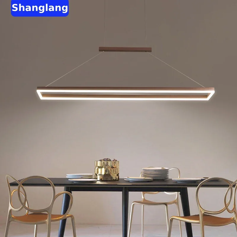 Nordic Rectangular LED Chandelier Lighting Acrylic Indoor Ceiling Pendant Lamp Bar Office Table Dining Room Kitchen Island Light