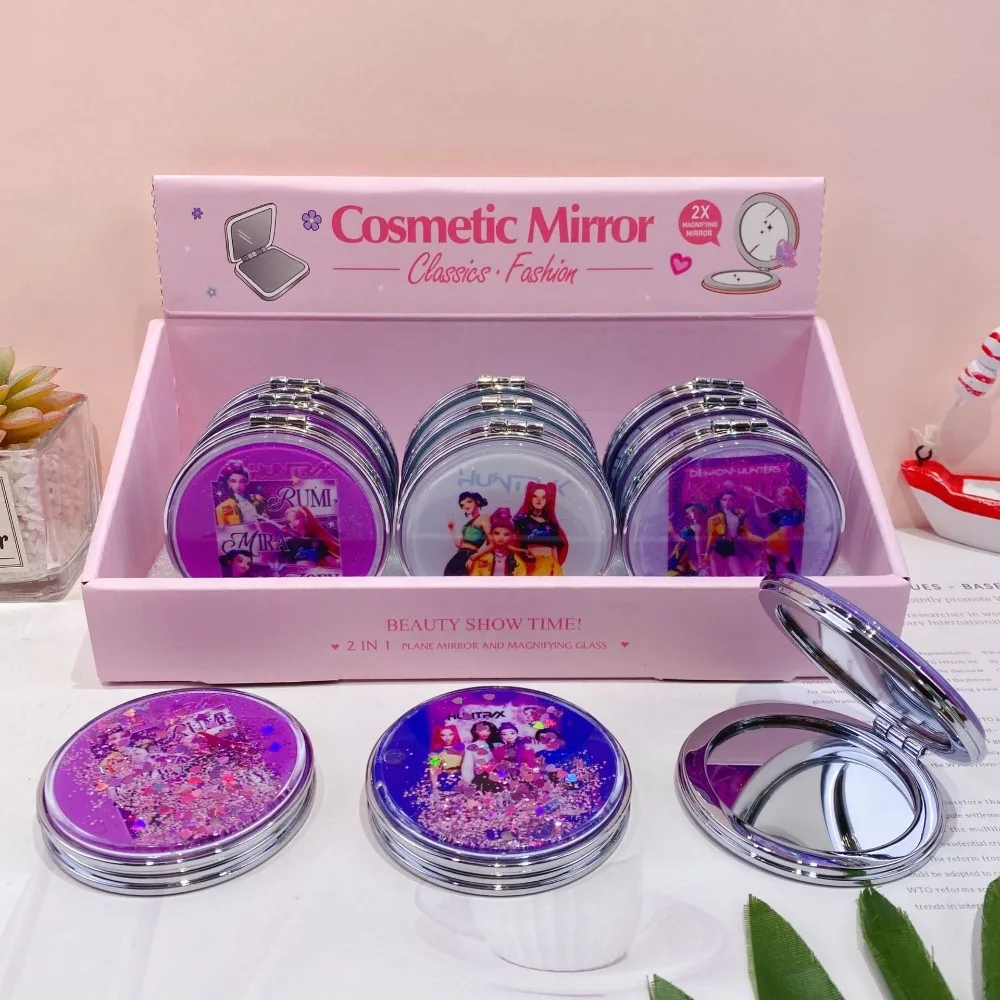 1PC Kpop Demon Hunters Opvouwbare make-upspiegel Draagbare dubbelzijdige spiegel Studentenslaapzaal Desktop Klein cadeau