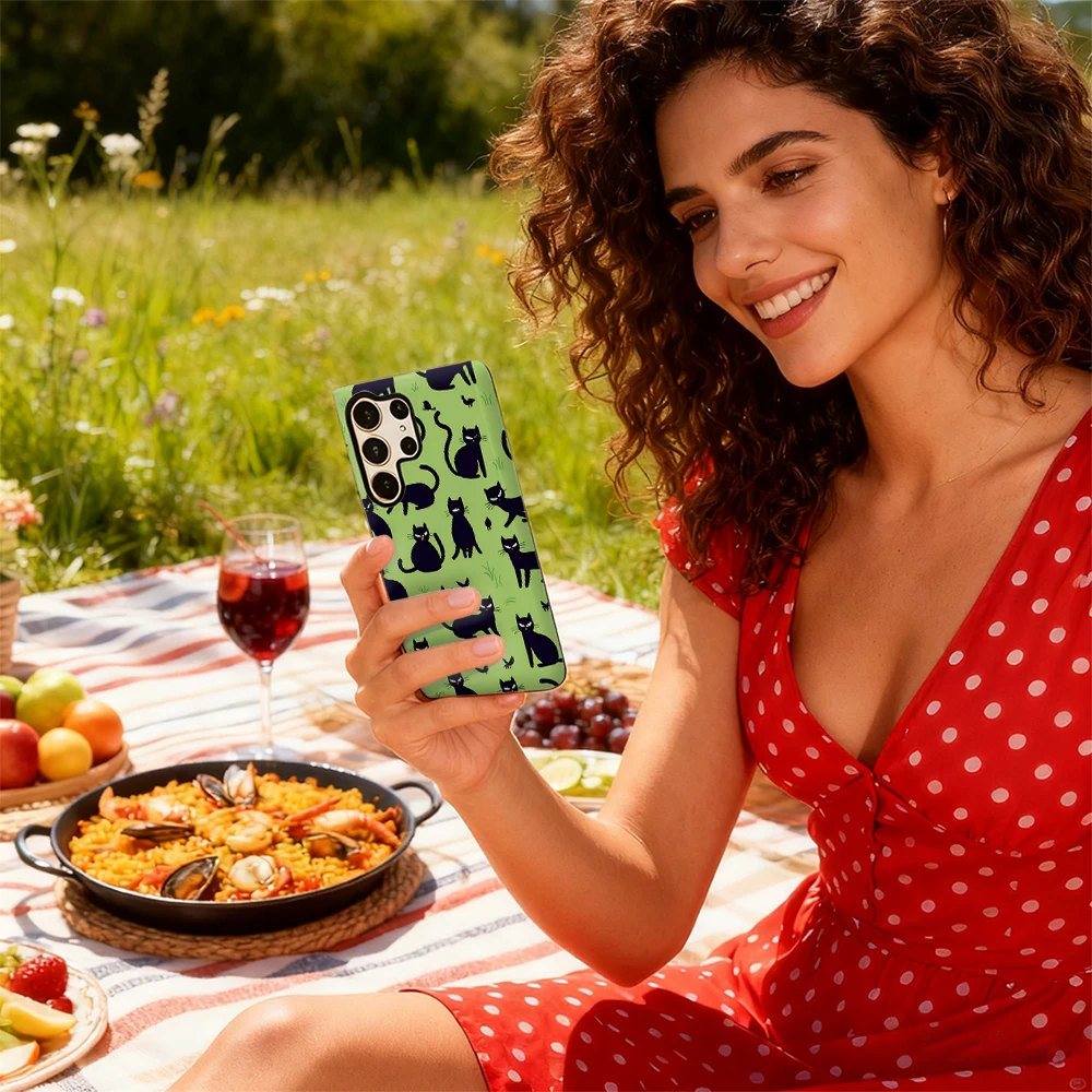 حافظة هاتف Cat Squad لهاتف Samsung Galaxy S25 Ultra S24 S23 Ultra Plus غطاء خلفي بطبقة مزدوجة مقاوم للصدمات