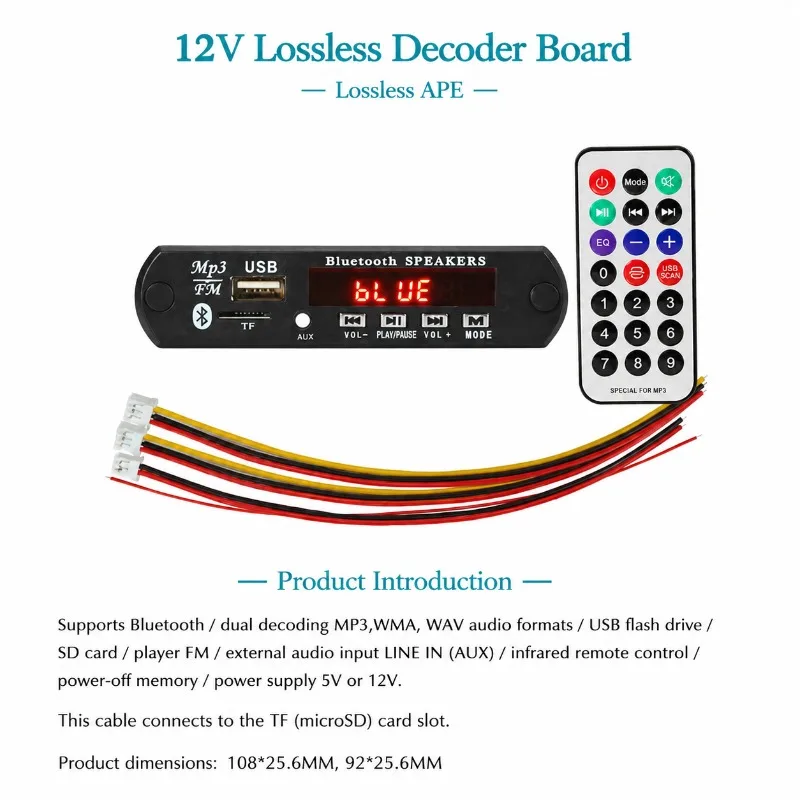 WAV WMA MP3 Audio Decoder Board Superior To APE Standard Bluetooth Player Reads Content From U Disk SD Storage Device Practical
