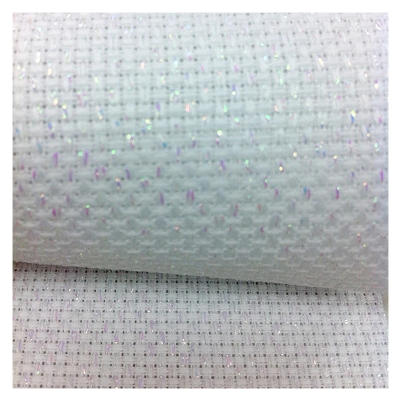 Amishop Shining White Canvas Fabric, Top Quality, 11CT, 11ST, 14ST, 14CT, Cross Stitch, White Sparkle, Shiny Silver Flash