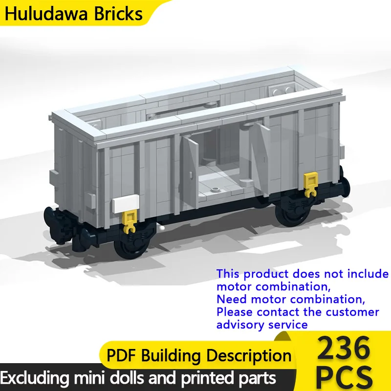 

City Car Model MOC Building Bricks Light Gray 4-Wheel Open Wagon Modular Technology Children Holiday Gifts Assemble Toys Suit