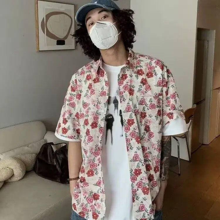 

Summer Beach Vaion Floral Print ort Sve Men's irt Haome Open Cardigan Thin Outerwear Island Sle Casual Faion