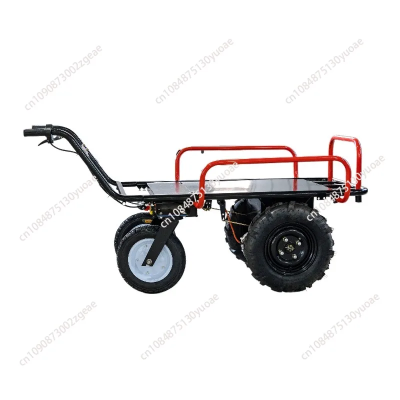 Household Industrial Electric Small 4 Wheels Platform Hand Trolley Cargo Outdoor Garden Dump Wagon Heavy Duty