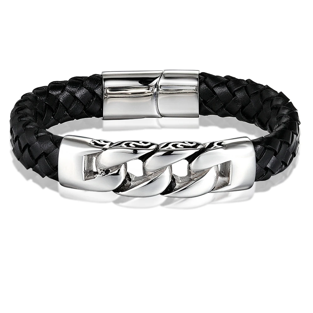 TYO خمر أسلاك الفولاذ المقاوم للصدأ الجلود الذكور أساور أساور مزيج خياطة سوار مجوهرات للرجال دروبشيبينغ #1